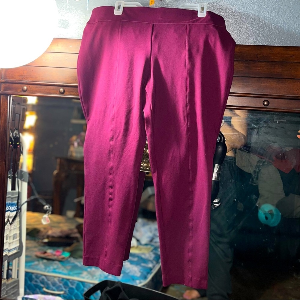 Ladies’ Plus Pull-On PONTE Pant—WINE
